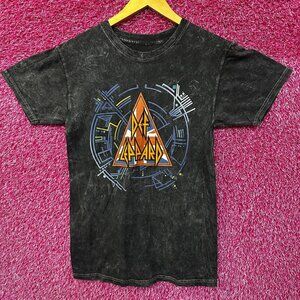Def Leppard Spell-Out Hysteria Glam Metal Rock Band Tee S